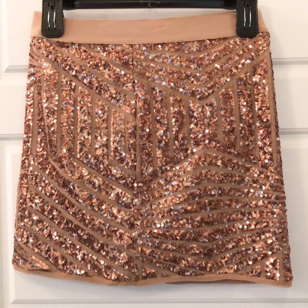 BCBG Rose Gold Sequin Skirt